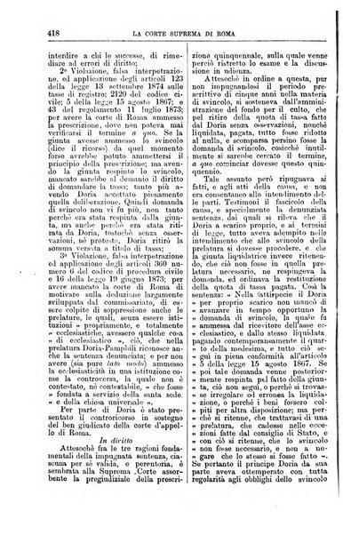 La Corte suprema di Roma raccolta periodica delle sentenze della Corte di cassazione di Roma