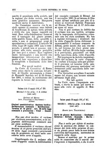 La Corte suprema di Roma raccolta periodica delle sentenze della Corte di cassazione di Roma