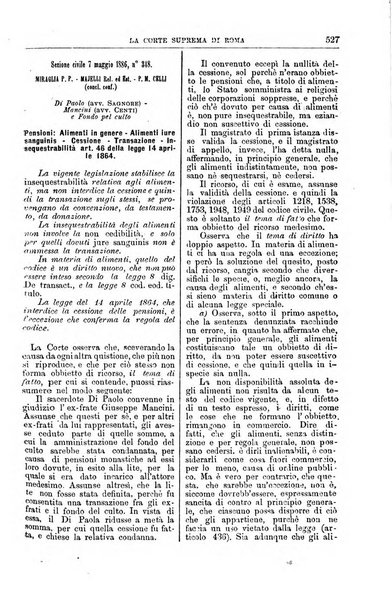 La Corte suprema di Roma raccolta periodica delle sentenze della Corte di cassazione di Roma