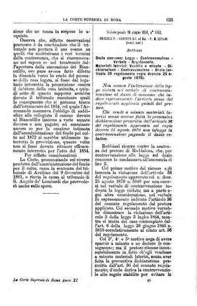 La Corte suprema di Roma raccolta periodica delle sentenze della Corte di cassazione di Roma