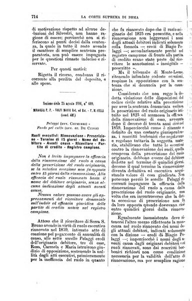 La Corte suprema di Roma raccolta periodica delle sentenze della Corte di cassazione di Roma