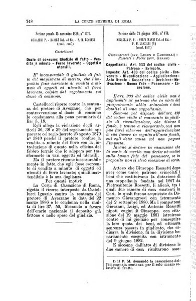 La Corte suprema di Roma raccolta periodica delle sentenze della Corte di cassazione di Roma