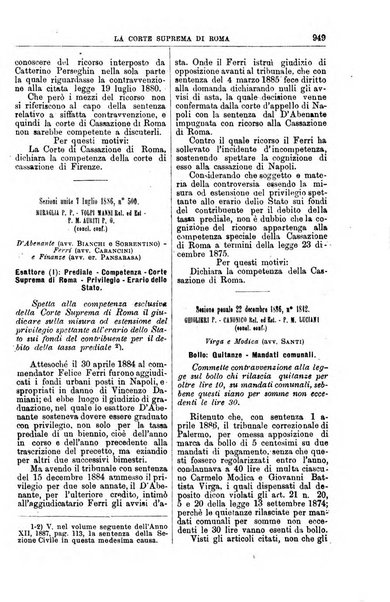 La Corte suprema di Roma raccolta periodica delle sentenze della Corte di cassazione di Roma