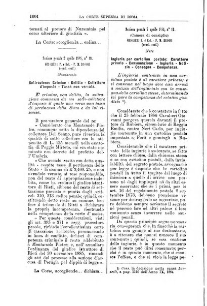 La Corte suprema di Roma raccolta periodica delle sentenze della Corte di cassazione di Roma