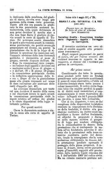 La Corte suprema di Roma raccolta periodica delle sentenze della Corte di cassazione di Roma