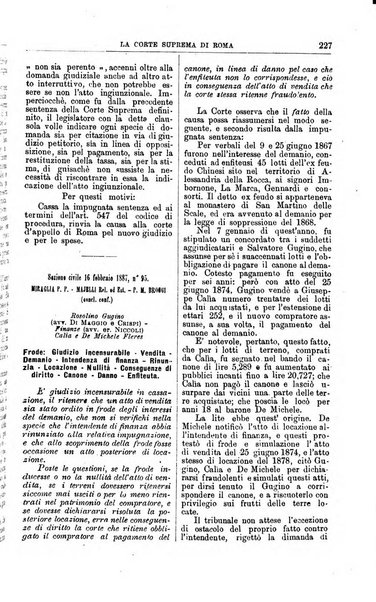 La Corte suprema di Roma raccolta periodica delle sentenze della Corte di cassazione di Roma