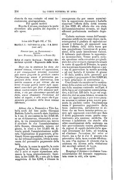 La Corte suprema di Roma raccolta periodica delle sentenze della Corte di cassazione di Roma