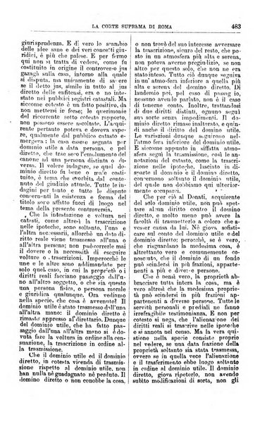 La Corte suprema di Roma raccolta periodica delle sentenze della Corte di cassazione di Roma