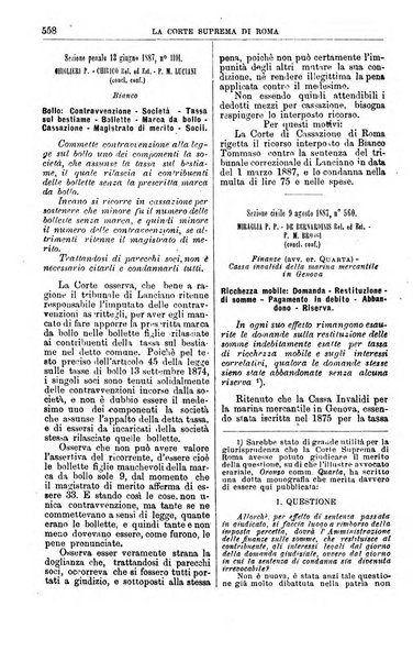 La Corte suprema di Roma raccolta periodica delle sentenze della Corte di cassazione di Roma