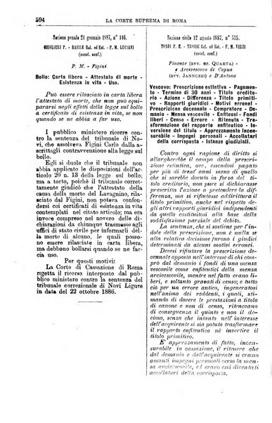 La Corte suprema di Roma raccolta periodica delle sentenze della Corte di cassazione di Roma