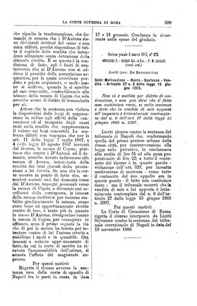 La Corte suprema di Roma raccolta periodica delle sentenze della Corte di cassazione di Roma