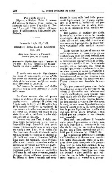 La Corte suprema di Roma raccolta periodica delle sentenze della Corte di cassazione di Roma