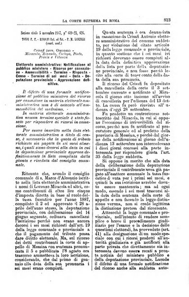 La Corte suprema di Roma raccolta periodica delle sentenze della Corte di cassazione di Roma