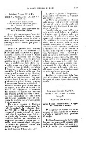 La Corte suprema di Roma raccolta periodica delle sentenze della Corte di cassazione di Roma