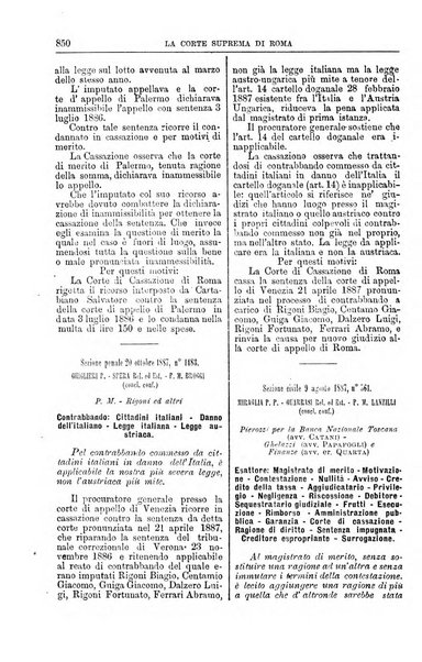 La Corte suprema di Roma raccolta periodica delle sentenze della Corte di cassazione di Roma