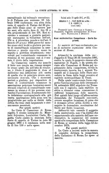 La Corte suprema di Roma raccolta periodica delle sentenze della Corte di cassazione di Roma