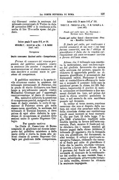 La Corte suprema di Roma raccolta periodica delle sentenze della Corte di cassazione di Roma