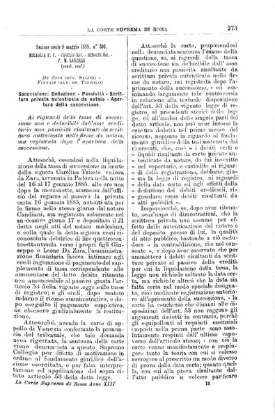 La Corte suprema di Roma raccolta periodica delle sentenze della Corte di cassazione di Roma