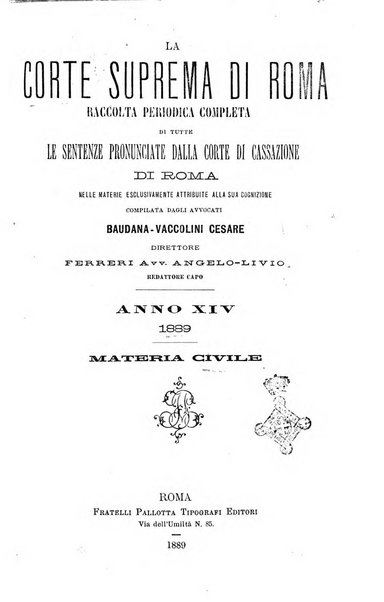 La Corte suprema di Roma raccolta periodica delle sentenze della Corte di cassazione di Roma
