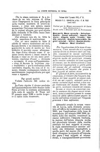 La Corte suprema di Roma raccolta periodica delle sentenze della Corte di cassazione di Roma