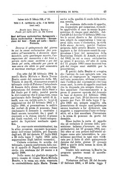 La Corte suprema di Roma raccolta periodica delle sentenze della Corte di cassazione di Roma