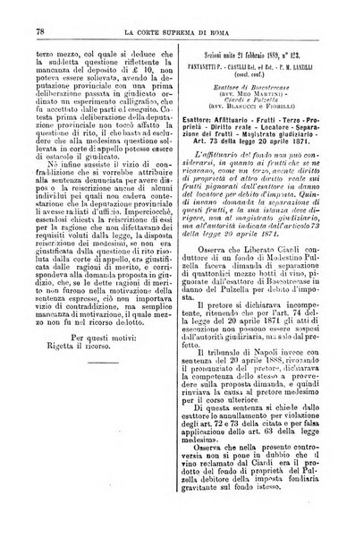 La Corte suprema di Roma raccolta periodica delle sentenze della Corte di cassazione di Roma