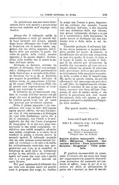 La Corte suprema di Roma raccolta periodica delle sentenze della Corte di cassazione di Roma