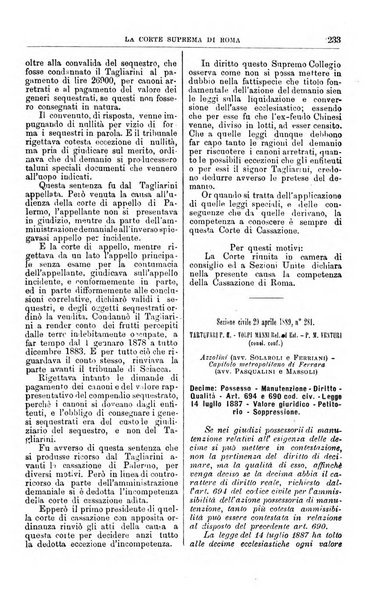 La Corte suprema di Roma raccolta periodica delle sentenze della Corte di cassazione di Roma