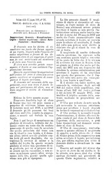 La Corte suprema di Roma raccolta periodica delle sentenze della Corte di cassazione di Roma