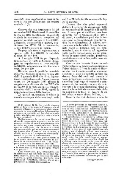 La Corte suprema di Roma raccolta periodica delle sentenze della Corte di cassazione di Roma