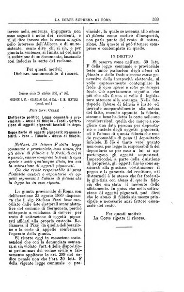 La Corte suprema di Roma raccolta periodica delle sentenze della Corte di cassazione di Roma