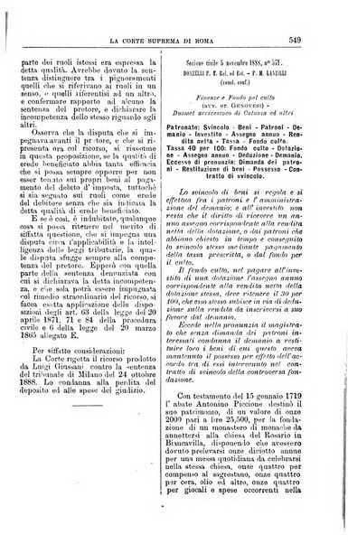 La Corte suprema di Roma raccolta periodica delle sentenze della Corte di cassazione di Roma