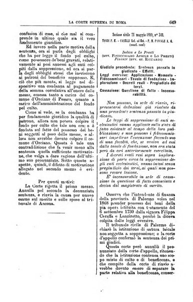 La Corte suprema di Roma raccolta periodica delle sentenze della Corte di cassazione di Roma