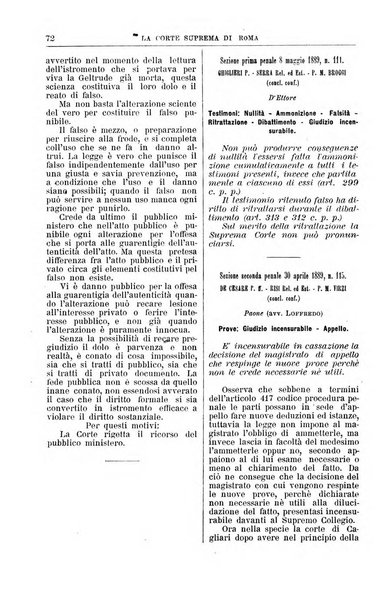 La Corte suprema di Roma raccolta periodica delle sentenze della Corte di cassazione di Roma