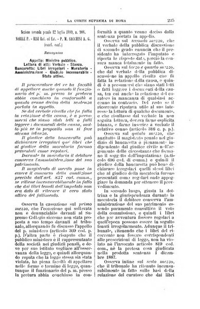 La Corte suprema di Roma raccolta periodica delle sentenze della Corte di cassazione di Roma