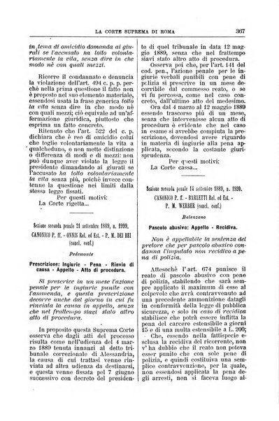 La Corte suprema di Roma raccolta periodica delle sentenze della Corte di cassazione di Roma