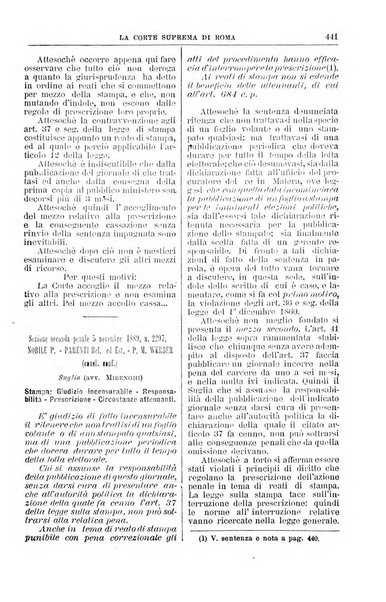 La Corte suprema di Roma raccolta periodica delle sentenze della Corte di cassazione di Roma