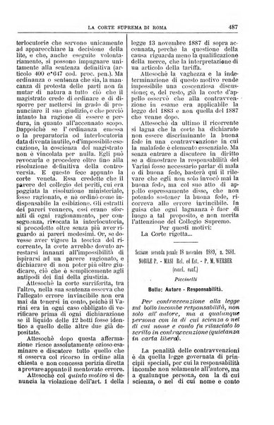 La Corte suprema di Roma raccolta periodica delle sentenze della Corte di cassazione di Roma