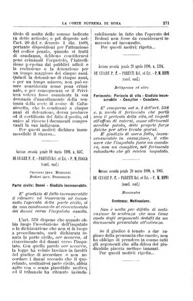 La Corte suprema di Roma raccolta periodica delle sentenze della Corte di cassazione di Roma