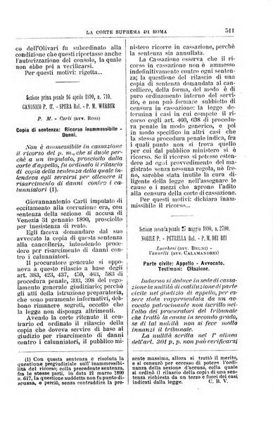 La Corte suprema di Roma raccolta periodica delle sentenze della Corte di cassazione di Roma