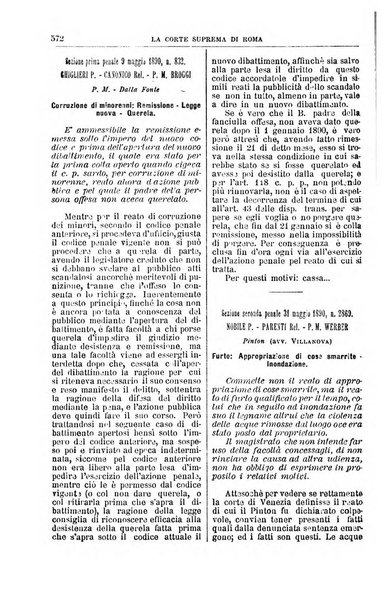 La Corte suprema di Roma raccolta periodica delle sentenze della Corte di cassazione di Roma