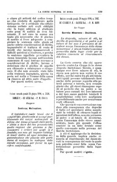 La Corte suprema di Roma raccolta periodica delle sentenze della Corte di cassazione di Roma