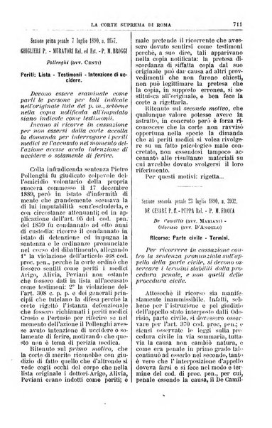 La Corte suprema di Roma raccolta periodica delle sentenze della Corte di cassazione di Roma