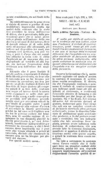 La Corte suprema di Roma raccolta periodica delle sentenze della Corte di cassazione di Roma