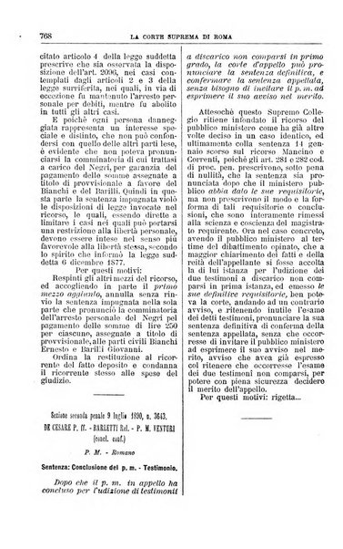 La Corte suprema di Roma raccolta periodica delle sentenze della Corte di cassazione di Roma