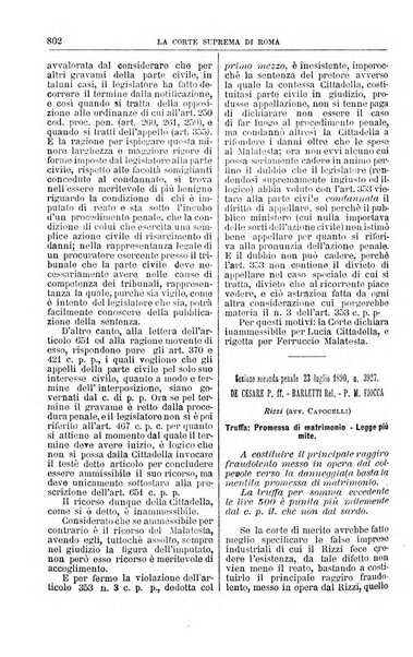 La Corte suprema di Roma raccolta periodica delle sentenze della Corte di cassazione di Roma