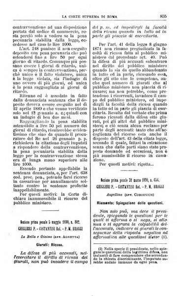 La Corte suprema di Roma raccolta periodica delle sentenze della Corte di cassazione di Roma