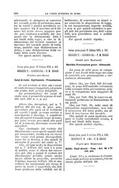 La Corte suprema di Roma raccolta periodica delle sentenze della Corte di cassazione di Roma