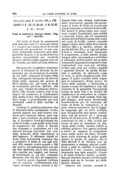 La Corte suprema di Roma raccolta periodica delle sentenze della Corte di cassazione di Roma