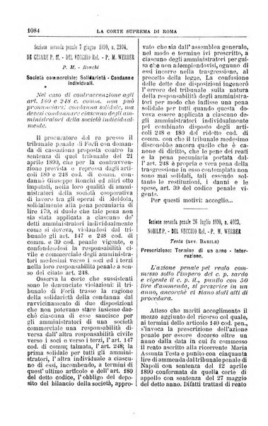 La Corte suprema di Roma raccolta periodica delle sentenze della Corte di cassazione di Roma